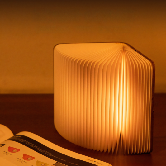 360° Foldable Wooden Book LED Lamp | USB-C Rechargeable Desk Light