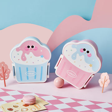 Ice Cream Shape Lunch Box with Spoon & Fork