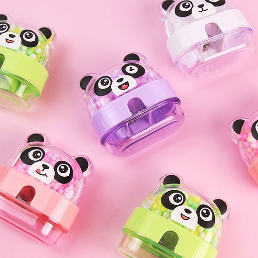 Panda sharpeners with shavings container and fun design