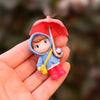Cute Boy and Girl with Umbrella Miniature Figurines - Set of 2