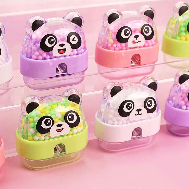 Cute panda-shaped sharpeners with colorful beads for kids