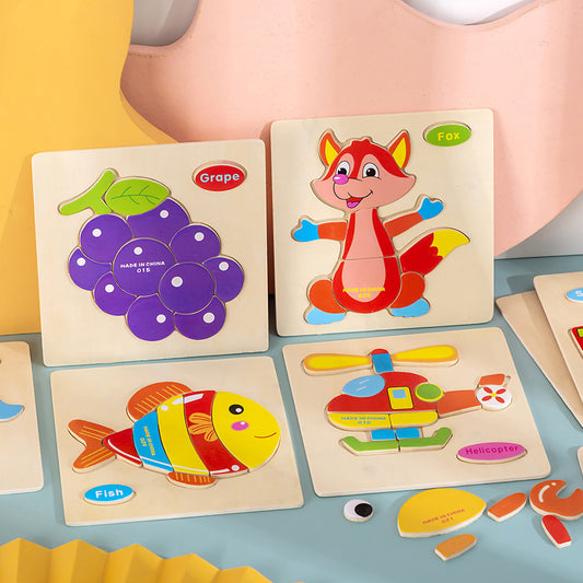 3D Wooden Jigsaw Puzzles Set of 4 | Toddler Learning Toys
