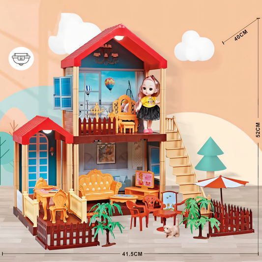 DIY Princess Garden Villa Playset – 96 Pcs with Staircase & Patio