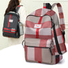 Large Capacity Casual Plaid School Bag with Detachable Pouch