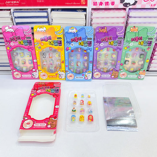 Kids' Press-On Decorative Nails Tips Pack of 12
