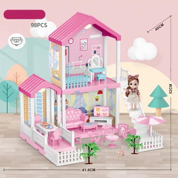 Princess House DIY Dollhouse Kit – 98 Piece PlaySet
