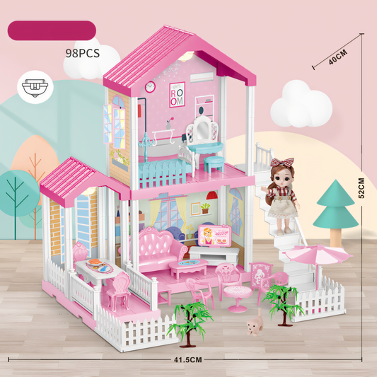 Princess House DIY Dollhouse Kit – 98 Piece PlaySet