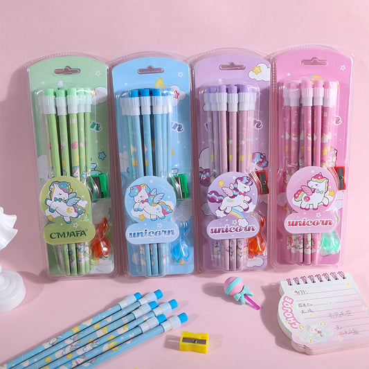12 Pcs Unicorn Pencils with Sharpener & Pencil Grip