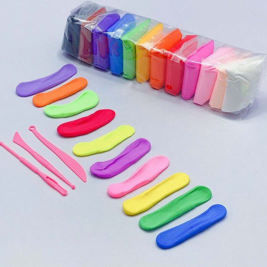 12-Color Super Light Clay Set (with Sculpting Tools)