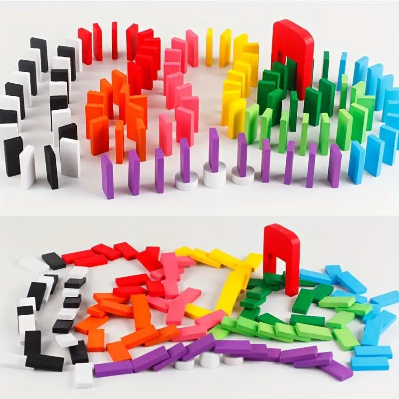 100 Piece Wooden Colored Domino Set – Giftoo