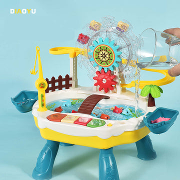 2-in-1 Fishing Game & Rail Car Adventure Table Playset