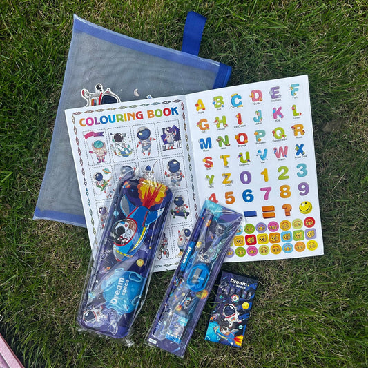 Cartoon Stationery Set (7 in 1) | Coloring Fun + School Essentials