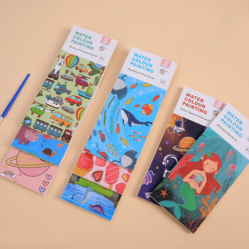 12-Page Watercolor Painting Book + Brush!