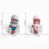 Miniature Student Gamer Figurine - Cute Resin Kids Sitting on Books
