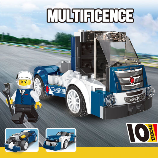 Heavy Truck Kit – 10-in-1 Blue Building Blocks (216+ Pcs) DIY Set