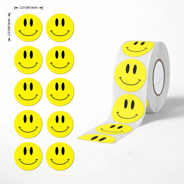 Happy Face Smiley 500 Sticker Roll | Fun & Colorful