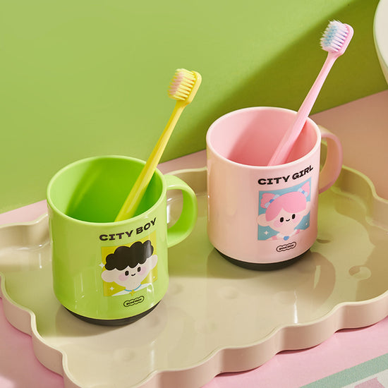 Large capacity 450ml kids’ cartoon wash cup with handle
