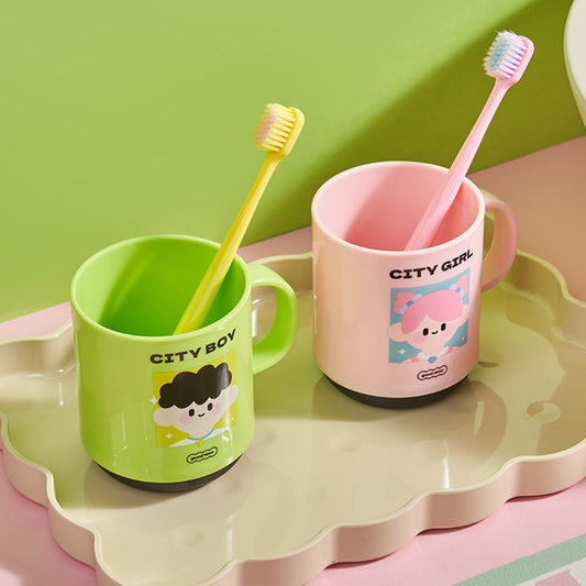 Large capacity 450ml kids’ cartoon wash cup with handle