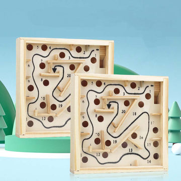Wooden Maze Ball Game Classic Skill & Focus Puzzle Toy