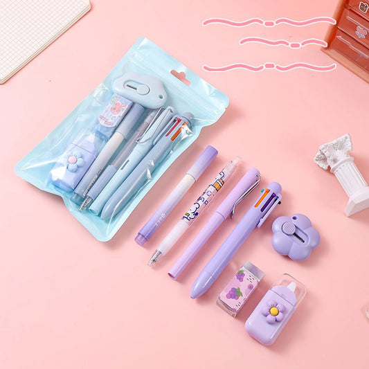 "Aesthetic pastel 7-piece stationery gift set for kids and students"