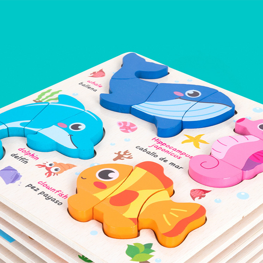 Wooden 4-in-1 3D Montessori Puzzle Board for Kids