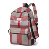 Large Capacity Casual Plaid School Bag with Detachable Pouch