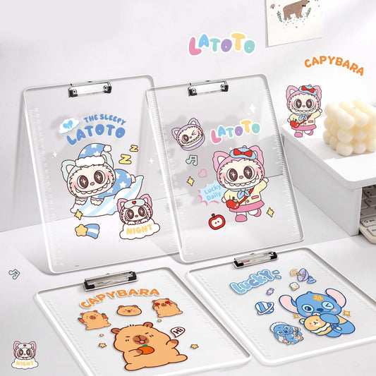 Kawaii Exam Pad |Acrylic Clipboard with Ruler