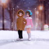 Miniature Winter Couple Figurine Set