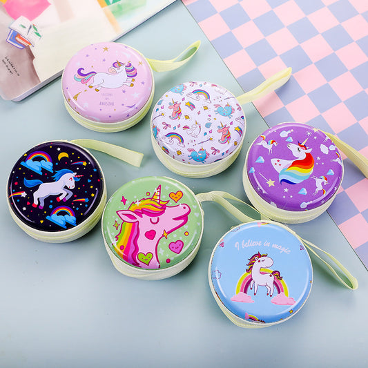 Unicorn Tin Coin Pouch | Round Mini Earphone Storage Case