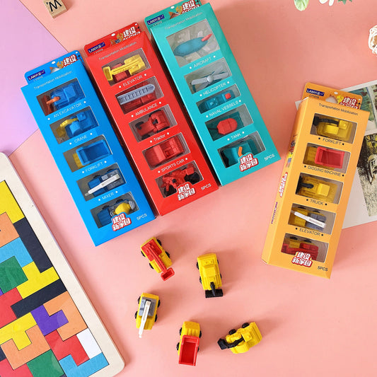 Transportation Vehicle Eraser Set of 5