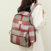 Large Capacity Casual Plaid School Bag with Detachable Pouch