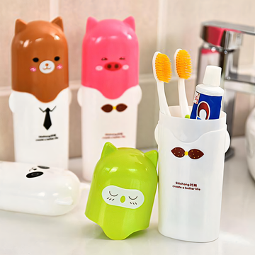 Cute Animal Portable Toothbrush Holder - Kids Travel Wash Cup