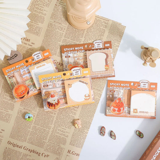 Bread & Bear Sticky Note & Acrylic Clip Set