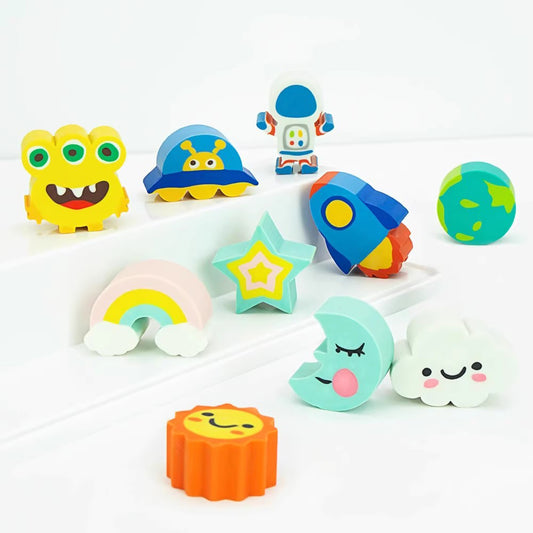 Cute 3D Space Theme Pencil Topper Erasers