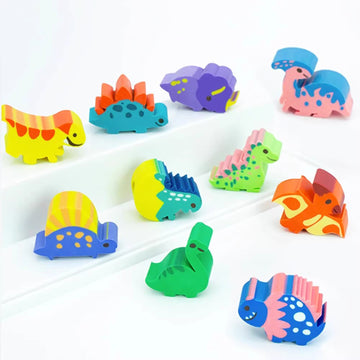Cute 3D Dinosaur Theme Pencil Topper Eraser Set