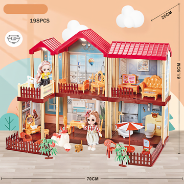Princess House DIY Dollhouse Playset – 198 Piece