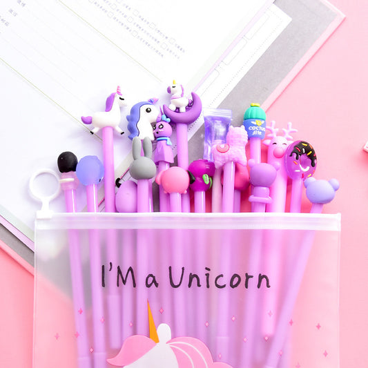 Purple Series Cartoon Gel Pen Set of 10