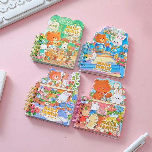 Bear & Bunny Die-Cut Mini Spiral Diary