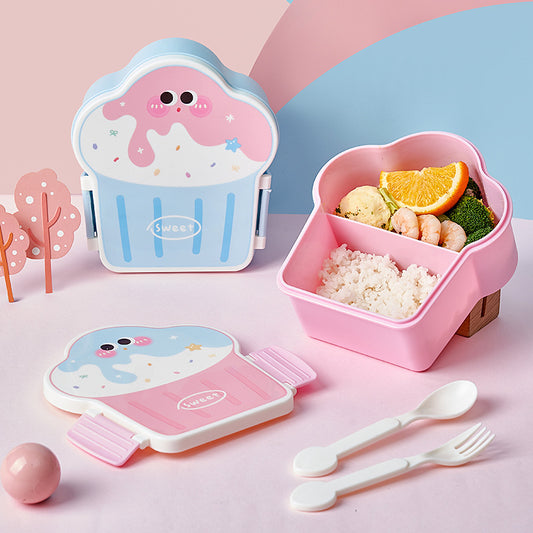 Ice Cream Shape Lunch Box with Spoon & Fork