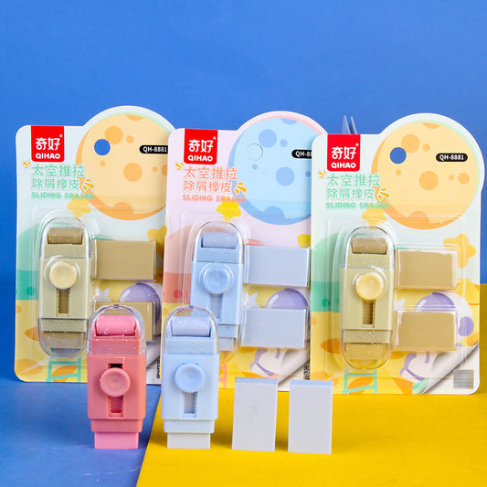 Space Theme Sliding Roller Eraser | Refillable Push-Pull Eraser for Kids