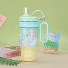 Cute Insulated Tumbler with Handle & Straw | Ice Cup - 850ml