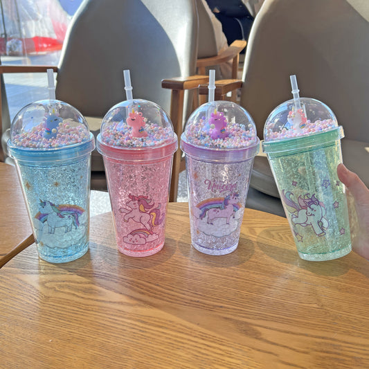 Unicorn Glitter Cup with Straw 450ml – Sparkle with Every Sip