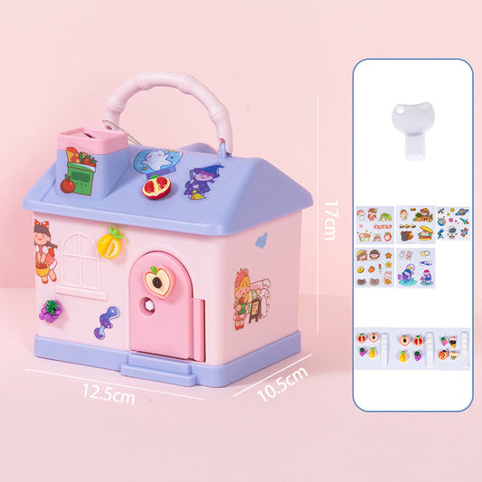 Cute House Piggy Bank with DIY stickers