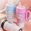 Cute Insulated Tumbler with Handle & Straw | Ice Cup - 850ml