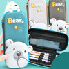 Multicolor 3D EVA Bear Pencil Pouch - Multi-Compartment