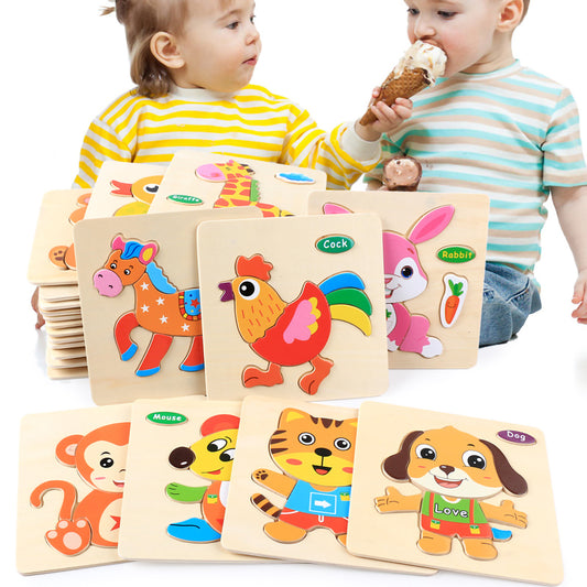 3D Wooden Jigsaw Puzzles Set of 4 | Toddler Learning Toys