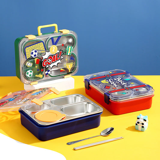 Organize Your Meals with Stainless Steel 4-Grid Lunch Box | 800ml + 150ml