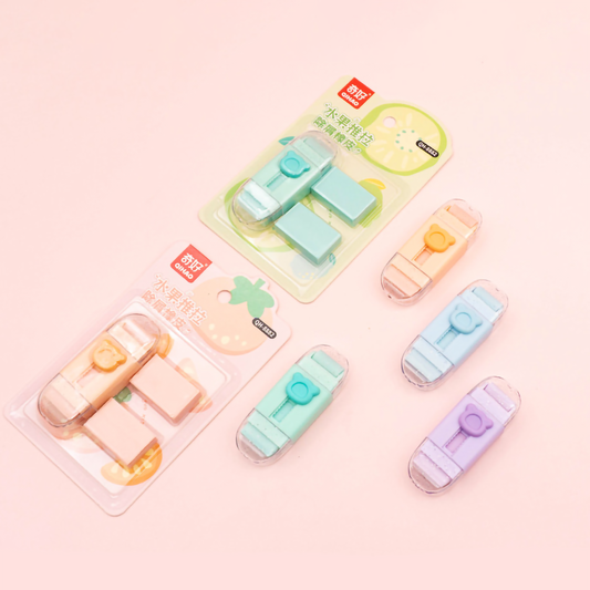 Pastel Push-Pull Eraser Set for Kids | No-Mess Roller Eraser