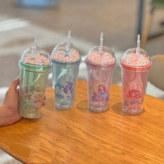 Mermaid Magic Sprinkle Cups with Straw 450ml