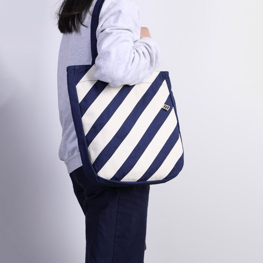Striped Cotton Canvas Tote Bag Handbag | Tote Bag